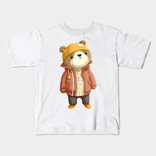 A cute teddy bear wearing street fashion Kids T-Shirt